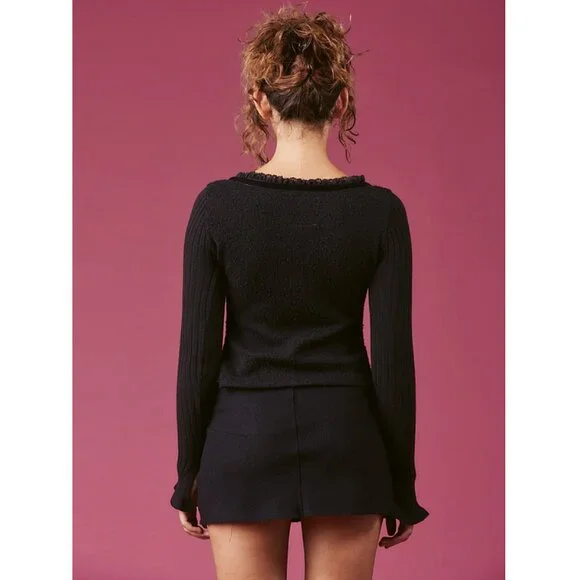 UNIF Vost ribbed sleeve scoop neck knit top - Picture 4 of 7